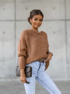 Sweter damski Rolly Cocomore karmelowy