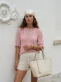 różowy sweter ażurowy cocomore